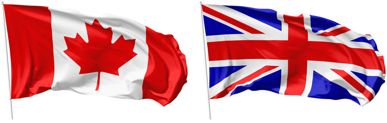 Canada and UK flags